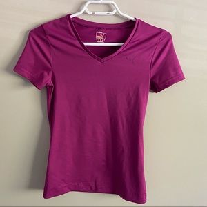 Purple Puma Workout V-Neck Shirt in size s